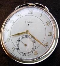 Elgin 12 size open face pocket watch 1940's